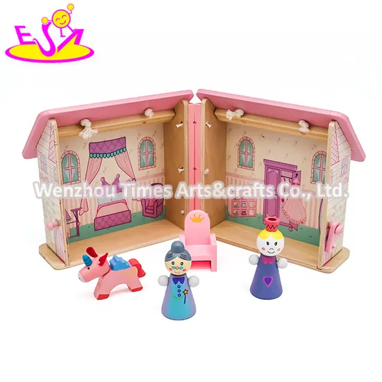 New Arrival Pink Wooden Mini Dollhouse for Girls W06A369