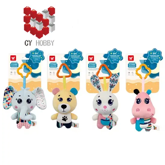 Soft Soothing Washable Stuffed Animal Plush Baby Bedside Bell Toy Rattles Hanging Bed Bell Gift Set with Sound Appease