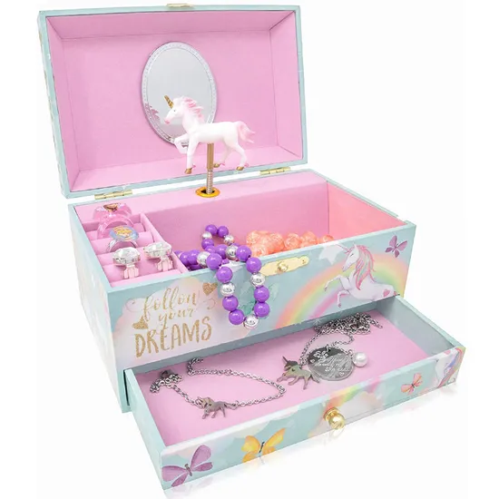 Musical Unicorn Jewelry Box for Girls Kids Jewelry Box with Spinning Unicorn