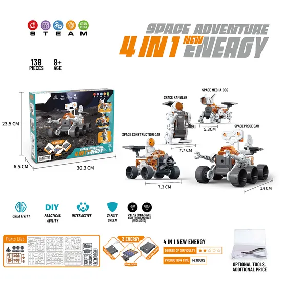 Educational DIY Robot Toy 4-in-1 New Energy Space Probe Car Exploration Robot
