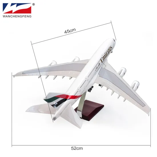 [LED Version] Emirates Airbus A380 1/150 45cm Resin Aircraft Model Airlines Product