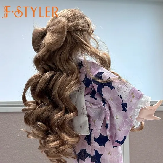Fstyler BJD Doll Wigs with Bow 1/3 Synthetic Mohair Dolls Hairs Long Curly Various Colors Wig