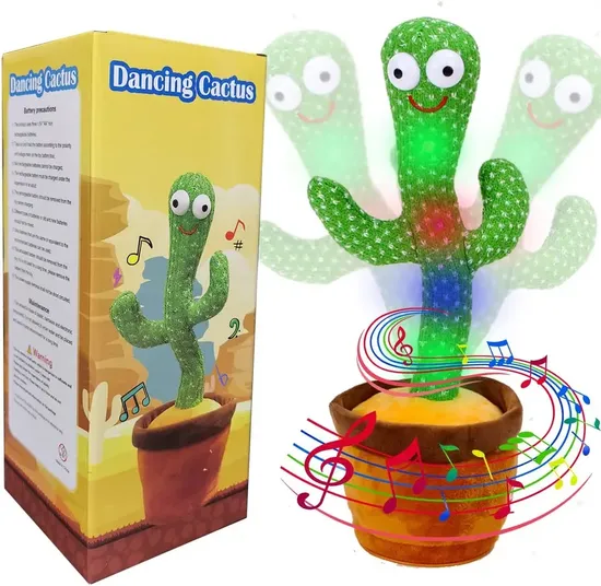 Dancing Cactus 120 Song Speaker Talking USB Charging Voice Repeat Plush Cactu Dancer Toy Talk Plushie Stuffed Toys for Kids Gift