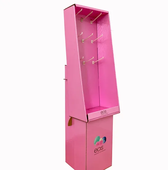 Cardboard Display Stand with Hooks Store Rack for Cute Girl′s Toy, Make up Beauty Products