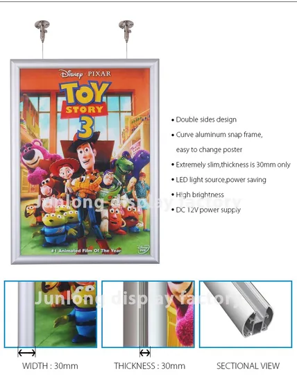Hanging Type Double-Sided LED Poster Menu Board Pictures Display Advertising Light Box