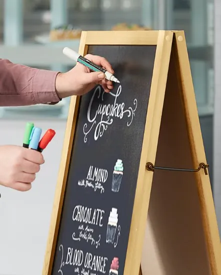 Weijia Factory a-Frame Blackboard Marker Sidewalk Sign - Black Wood - 20" X 34"