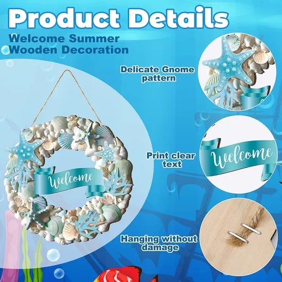 Blue Shell and Starfish Beach Door Decorations
