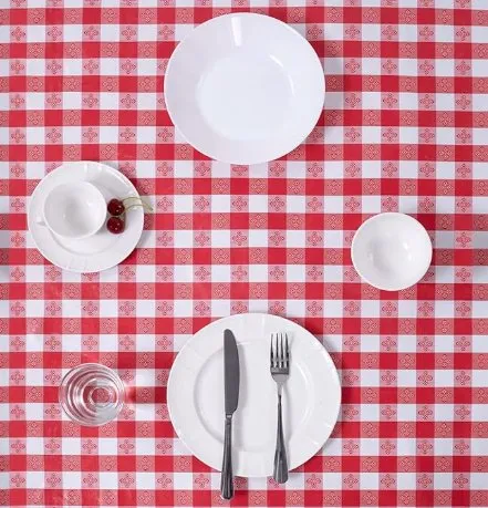 Weijia 52" X 52" Colorful Textured Gingham Vinyl Tablecover with Flannel Back