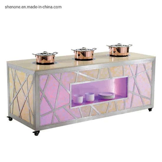 Shenone Hotel Banquet Catering Wedding Griddle Fordable Multifunction Buffet Station Fordable Buffet Table Living Cooking Station