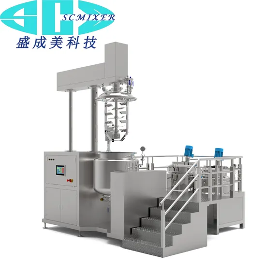 300 Liters Cosmetic Production Line Hydraulic Lifting Vacuum Emulsifying Mixer Cream Ointment Mixer Machine