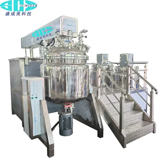 Scmixer 100L PLC Control Face Cream Lotion Homogeneous Mixing Vacuum Emulsifying Mixer Machine Cosmetic Cream Making Machine
