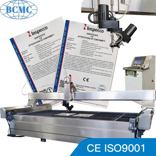 Bcmc 3 Axis 5 Axis High Pressure Glass Steel Stone Rubber Water Jet Sheet Cutting Machine Waterjet Tile Cut Machinery with 60 Degrees Angle Working