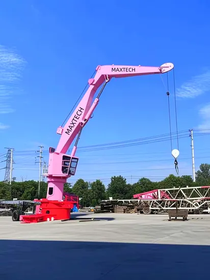 High-Performance Pink Offshore Hydraulic Electric Marine Crane for Ship Deck Use