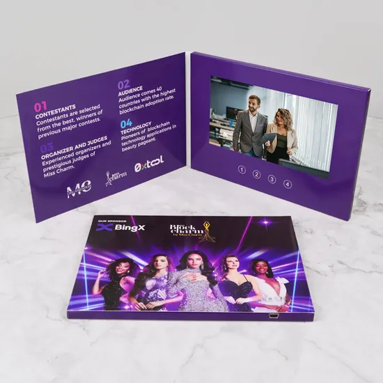 Promotional Videocard Greeting Cards 7 Inch Digital Brochure Business Card 5 Inch Video Card for Advertising LCD Video Gift Greeting Card