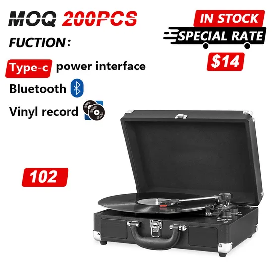 OEM ODM 3 Speed Portable Suitcase Bluetooth Vinyl Record Player