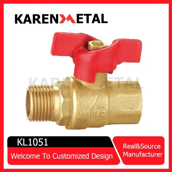 Brass Ball Valve with External Male Thread Butterfly Handle