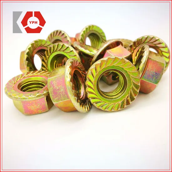 Hex Flange Nuts with Yellow Zinc Plain DIN 6923