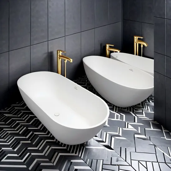 Interior Design Hot Selling Modern Oval Smooth Freestanding Bathtub Pure Acrylic Bathtub Stone Bathtub SPA Bathtub Bathroom Bathtub Hot Tub