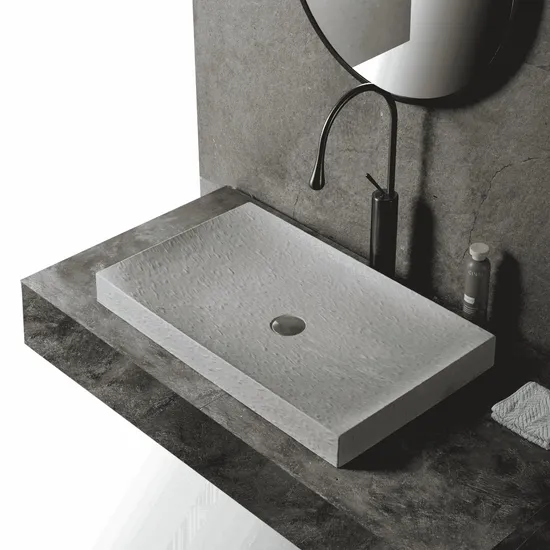 Customizable Stone Basin Gray Concrete Rectangular Countertop Wash Sink Bathroom Sink