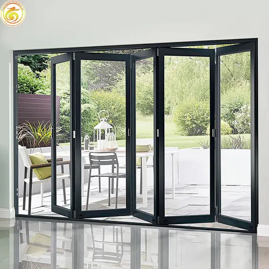 Exterior/Interior Metal/Aluminum/Aluminium Store Front/Commercial/Entrance/Entry/Front Accordion/Bifolding /Bifold/Folding Tempered Glass Door for Patio/House