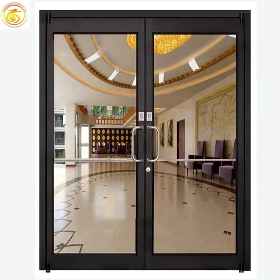 Cheap Exterior Metal/Aluminum/Aluminium Commercial/ Storefront /Front/Shop Entrance/Entry Hinges Swing Tempered Glass French Door