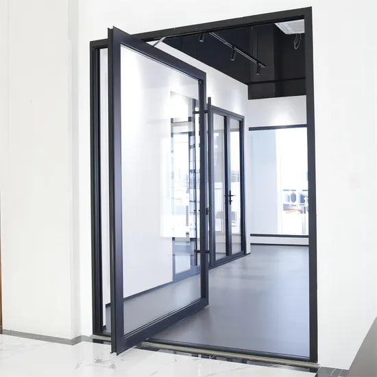 Sixinalu Aluminum Profile Building Material Custom Made Luxury Villa Exterior Front Door Entrance Glass Iron Metal Security Steel Pivot Door