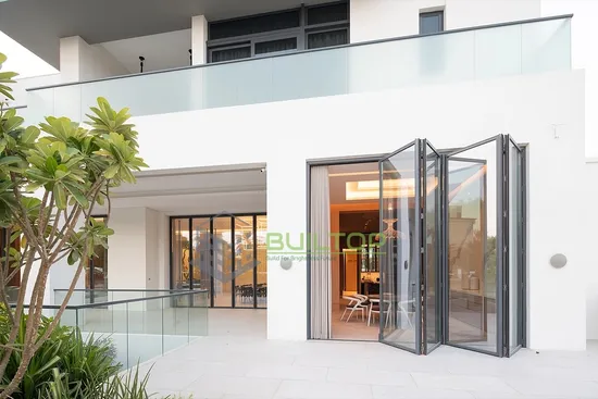 Bifold Patio Aluminium Door Customized and High Quality Frameless Glass Folding Door Tempered Glass Outdoor Glass Folding Door