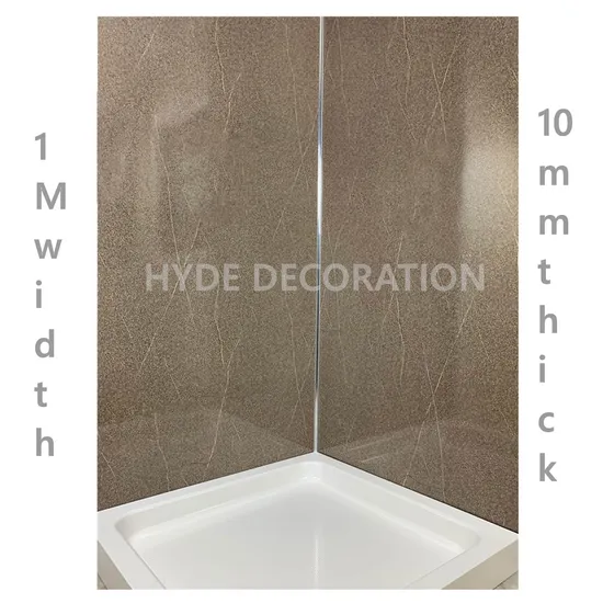 100mm Width Waterproof Polished Stone PVC Wet Wall Panel for Bathroom Kitchen Wall Cladding