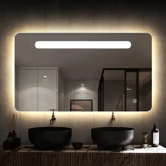 Waterproof Defogger Touch Switch Rectangle Smart LED Bathroom Mirror