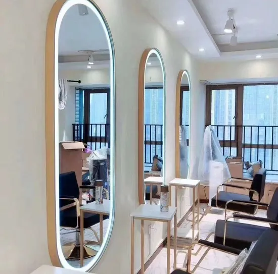 LED Mirror with Touch Screen Illuminated Irregular Shape for Hotel Bathroom