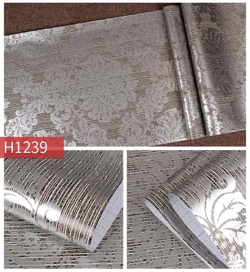 Jinyi H1239 High Glossy Sliver Contact Paper Selfadhesive Interior Design Wallpaper