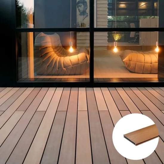 Exterior Terrace Wood Texture WPC Flooring Wood Plastic Composite Hollow Decking