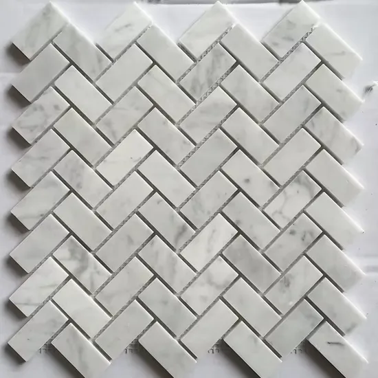 Carrara White Herringbone Marble Mosaic Tile Bathroom Modern Simple Design Wall Decoration Mosaic