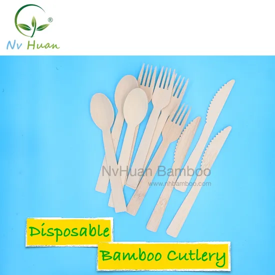 Bamboo Wooden Tableware Disposable Spoon Knife Fork Biodegradable Cutlery Set