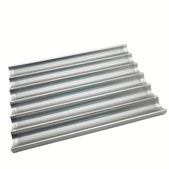 Hot Sale High Quality Food Grade American Full Size Baguette Pan with 6 Channels 6 Long Glazed Aluminium French Bread Pan Made in China