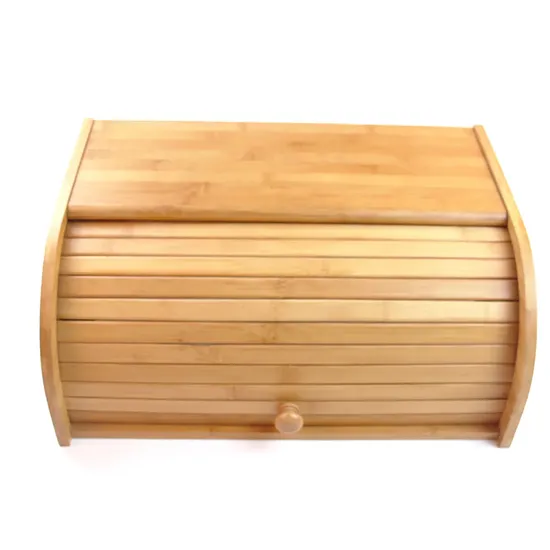 Best-Selling Roll Top Bread Box Kitchen Counter Organizer Bamboo Bread Storage Box
