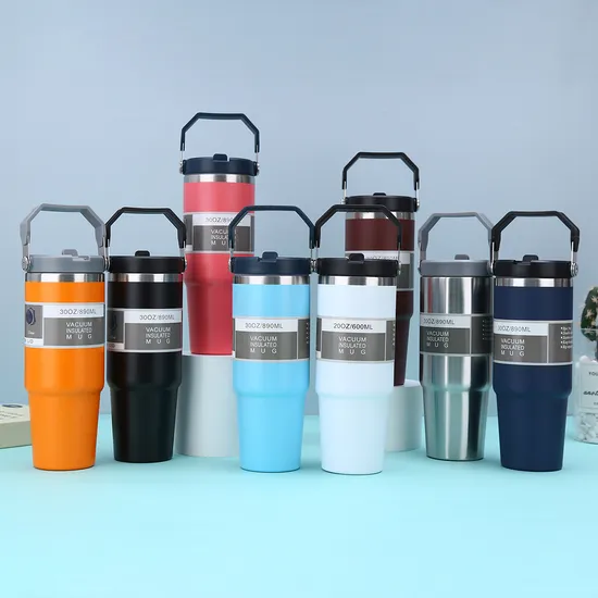 Customized New Product Portable Car Cup Stainless Steel Cup Double Walled Travel Sports Water Bottle Coffee Vacuum Flask Thermo with Straw