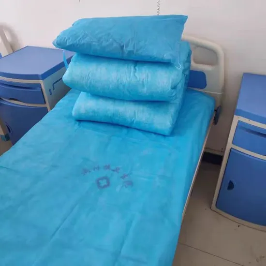 Breathable Anti-Static Non-Woven Disposable Bed Sheet/Pillow Cover Hospital Bedding Set