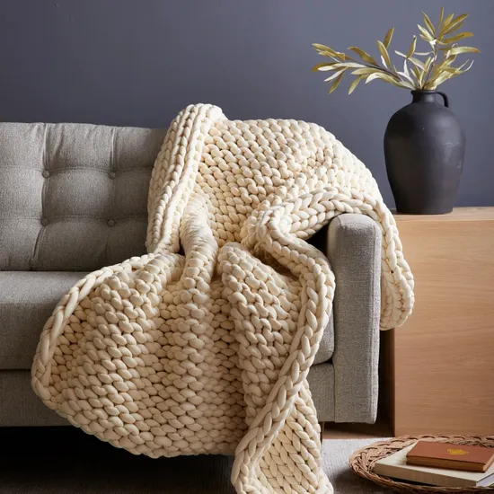 Wholesale Soft Chunky Knit Throw Blanket Handmade Summer Air Conditioning Weighted Gravity Heavy Bedding Blanket