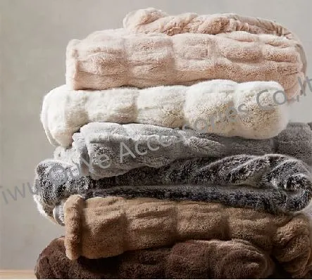 Warm Soft Cozy Luxury Faux Fur Ruched Throws Knit Blanket