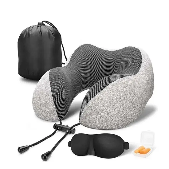 Eye Mask Neck Rest Cushion 3 In1 U Shape Memory Foam Travel Neck Pillow