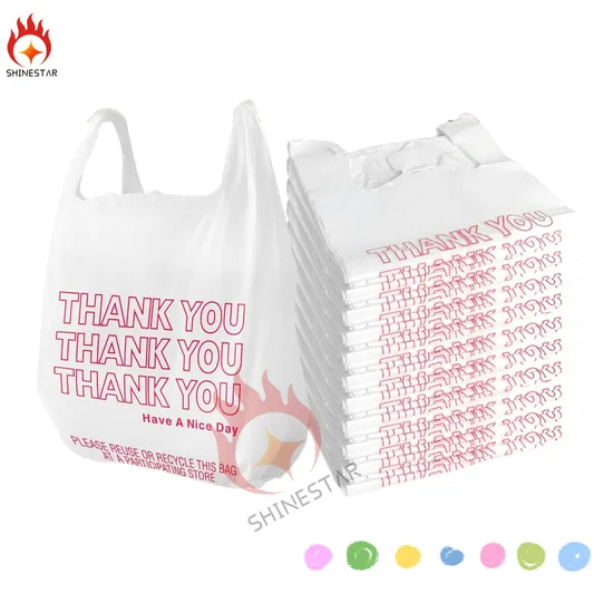 T-Shirt Thank You Printed Plastic Shopping Bags Plastic Packaging Bag with Handles