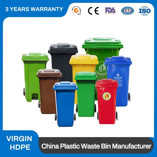 360L 660L 1100L Large Outdoor HDPE Commercial Rubbish Bins Industrial Plastic Foot Pedal Dustbin Waste Garbage Bin with Lid Pedal