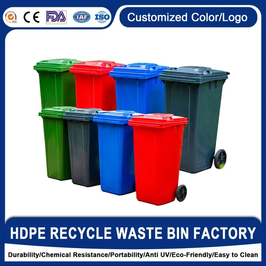 100/120/240/360L Wholesale Price Public Outdoor Foot Pedal Outside Mobile Plastic Trash/Wheelie Garbage Bin/Dustbin/Waste Bin Container with Wheel Lid