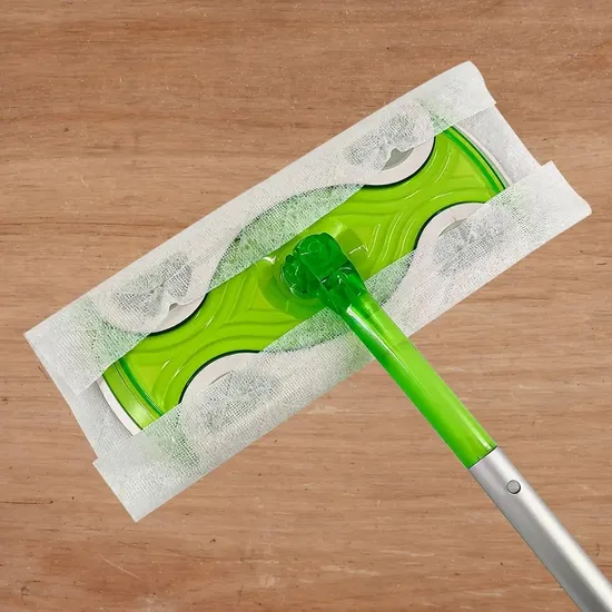 Four Section Aluminum Handle Cleaning Mop Disposable Non-Woven Fabric Dry and Wet Wipers Mop Cleaning Flat Mop for Household