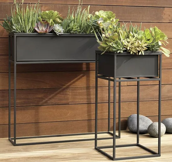 High Quality Garden Park Flower Pot Hot Sale Metal Steel Planter Box Rectangle Flower Box Customized Color