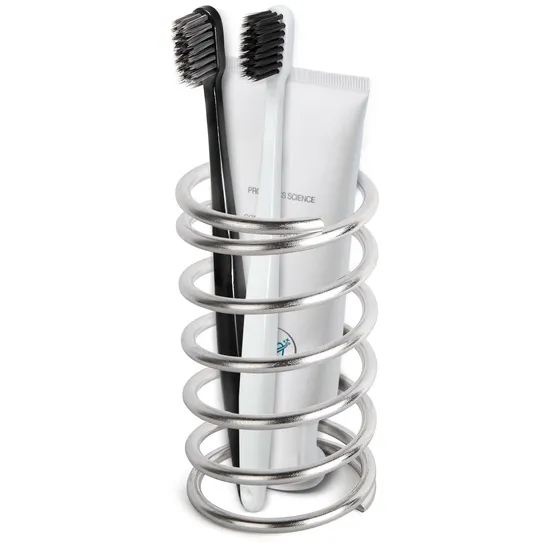 Spring Shape Stainless Steel Pen Holder Bathroom Tabletop Makeup Brush Organizer Toothbrush Stand Toothbrush Holders