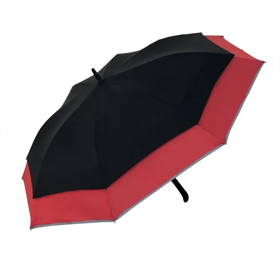 Black and Red Reflection Double Canopy Creative Stick Tunable Straight Telescope Golf Umbrella