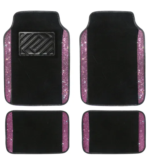 Car Suede Foot Mat Hot Diamond Carpet Universal Easy to Clean Waterproof Diamond Inlaid Women′s Car Mat Inside The Car Pedal