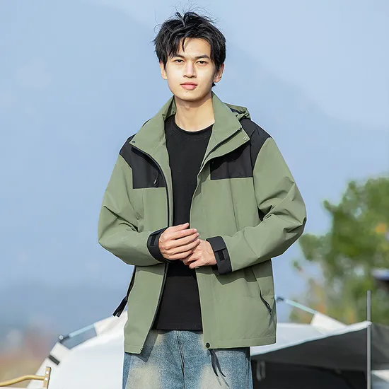 Custom High Quality Waterproof Windproof Polyester Softshell Spring Autumn Windbreaker Jacket
